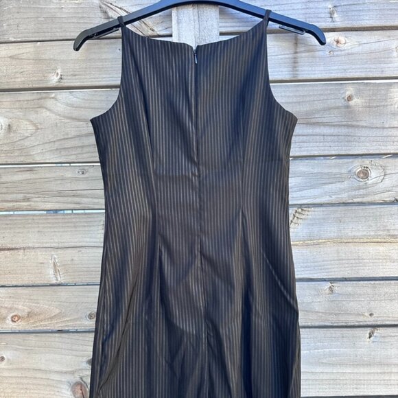 Vintage 90s Black Pinstriped Dress Business – 7/8 - Picture 4 of 5